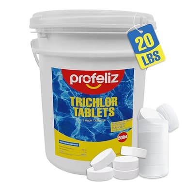 PROFELIZ Chlorine Tablets 3 Inch for Swimming Pools, Kills Bacteria and Stops Algae, Slow Dissolving,Exclusive Protective Packaging,Pool Chlorine Tablets,20lbs