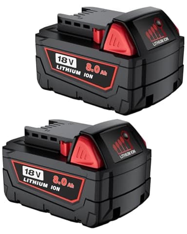 Replacement for Milwaukee M-18 Battery:2 Pack 18V 8.0Ah Lithium Batteries Compatible with Milwaukee Battery 48-11-1862 48-11-1860 48-11-1828 48-11-1815 48-11-1822 Cordless Power Tools (8.0Ah 2Pack)