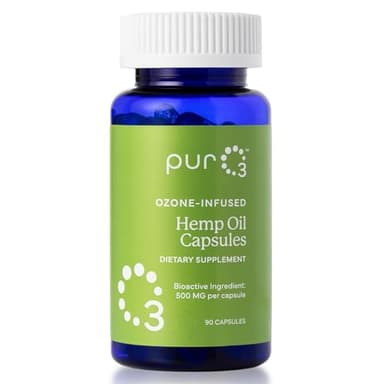 PurO3 Hemp Seed Oil Capsules - High Potency Pure Ozonated Oils for Immune Support & Wellness Benefits - Organic Oxygen Infused Supplement - 90 Veggie Softgels