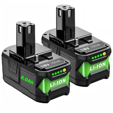 Cheerlark Upgrade 8000mAh High Capacity Replacement for Ryobi 18V Battery P108 P104 P105 P102 P103 P122 P109 Li-ION Compatible with Ryobi 18V ONE+ System Cordless Power Tools and Charger,2Pack