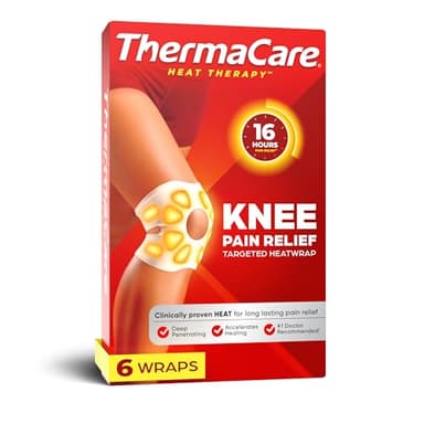 ThermaCare Knee Heat Wraps for Knee Pain Relief - Heating Pads with 8-Hour Heat Therapy - Flexible Heat Wraps for Joint & Muscle Pain, Secure Fit for Daily Comfort & Support for Wear - 6 Count