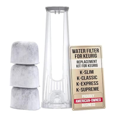 Keurig Starter Kit Replacement Water Filter Holder for Keurig 2.0, K-Slim, K Express, K-Supreme, K-Classic, K-Duo Plus Coffee Maker – Includes Tall Handle for Side Reservoir and 3-Pack Water Filters