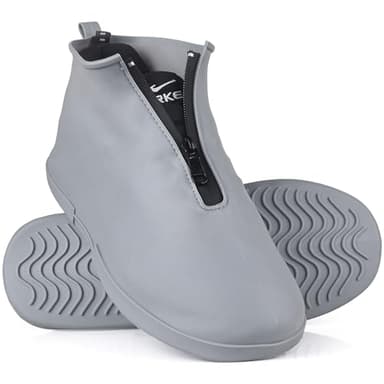 Waterproof Shoe Covers Slip-Resistant Overshoes Newly Upgraded and Latest Model for Men Women, Reusable Rain Boots for Outdoor, Cycling, Hiking, Work (Grey, L (Women 8-10.5, Men 7-10))