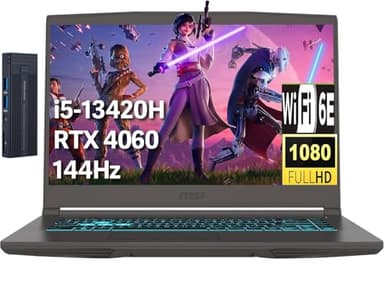 msi Thin 15.6" FHD Gaming Laptop, Intel Core i5-13420H, NVIDIA GeForce RTX 4060, 32GB RAM 1TB PCIe SSD, 256gb 9H Docking Station, Wi-Fi 6E, Bluetooth 5.3, Backlit Keyboard, Windows 11 Home, Gray