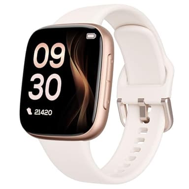 antfit Smart Watch for Women Android & iPhone, 1.85" AMOLED Display,10 Day Battery, 30m Waterproof Swimming, Answer/Make Calls, Fitness/Heart Rate/Sleep Tracker/100 Sports, Beige