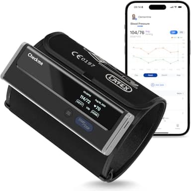 Checkme Blood Pressure Monitor for Home Use - Upper Arm Bluetooth BP Machine, Accurate Readings in 30 sec, App Enabled for iOS & Android, Stores 50 BP Readings, Black