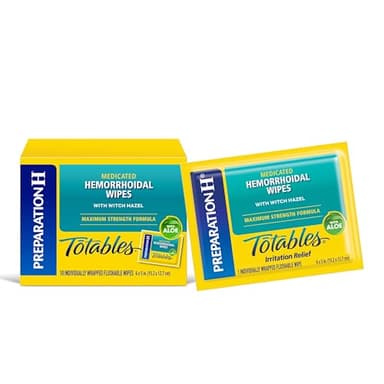 Preparation H Totables Hemorrhoid Flushable Wipes with Witch Hazel for Skin Irritation Relief - 10 Count