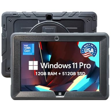 Fusion5 Built in USA 10.1” Windows 11 Professional Rugged Tablet PC - 12GB RAM, 512GB SSD, Intel 13th Gen, Full HD Windows Tablet Computer, HDMI, USB C - 2 Year Full Warranty with Accidental Damage