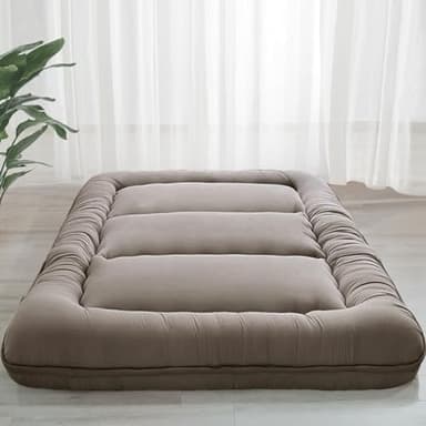 MAXYOYO 6" Extra Thick Japanese Floor Mattress Futon Mattress, Foldable Tatami Pad for Adults, Roll Up Floor Bed for Guest Room Bedroom RV, Dark Grey, Queen