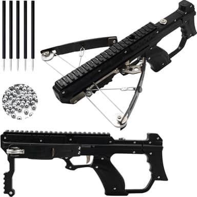 Clianle Crossbow for Hunting, Archery Crossbows, Arrows for Compound Crossbows, Shoots 6mm Steel Balls and Arrows, Cross Bow and Arrow Set for Adults-Black(30lb)