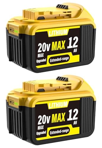 2 Packs 12000mAh Replacement for Dewalt 20V MAX Battery, High-Capacity Lithium-Ion Battery Compatible with Dewalt DCB200 DCB201 DCB203 DCB204 DCB205 DCB206 DCB207 Series 20V Cordless Power Tools