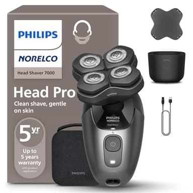 Philips Norelco Head Shaver Pro 7000 Series - Electric Shaver for Men and Women, 360° Flexing Head & ComfortCut Blades for Clean Shave, Gentle on Skin, Model HS7980/40