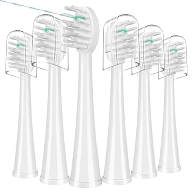 Replacement Brush Heads for WaterPik Sonic-Fusion 2.0 Flossing Toothbrush (SF-03/SF-04) and Sonic-Fusion Flossing Toothbrush (SF-01/SF-02),6 Count White with Covers