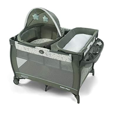 Graco Pack ’n Play Travel Dome Playard, Portable Bassinet with UV Canopy, Full‑Size Infant Bassinet, Diaper Changer