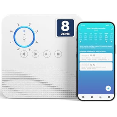 tolviviov Smart Sprinkler Controller, 8-Zone Indoor WiFi Irrigation Controller, App Enabled, Simple Automated Watering Scheduling, Local Weather Intelligence, Rain, Freeze Skip