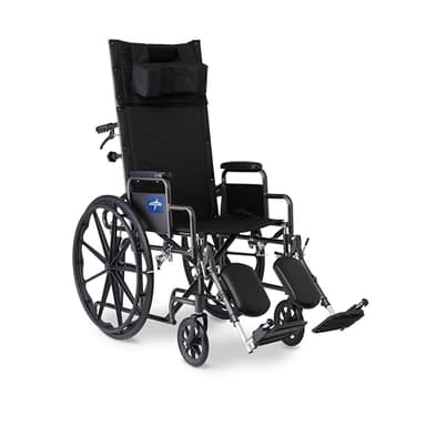 Medline Reclining Wheelchair, Desk-Length Arms and Elevating Leg Rests, 20" x 18" Seat (W x D)