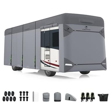 VINPATIO Class A RV Cover Extra Thick 7 Layers Top, Fits 31'-34' RV, Heavy Duty Windproof Waterproof Class A Motorhome Cover with 2 Extra Long Straps, Gutter Covers