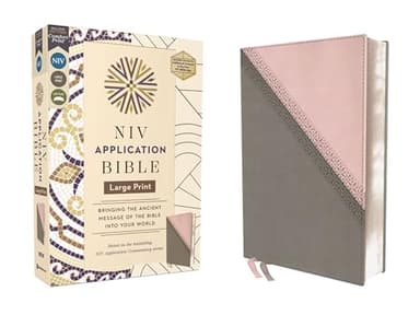 NIV Application Bible, Large Print, Leathersoft, Pink/Gray, Red Letter, Comfort Print: Bringing the Ancient Message of the Bible into Your World (NIV Application Commentary Resources)