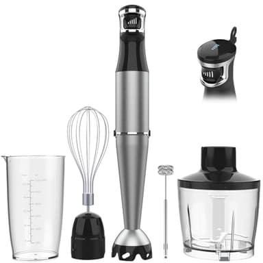 Immersion Blender Handheld Corded Hand Blenders Set 1100W, Trigger Variable Speed 5 in 1 Stick Emulsifier with Chopper, Whisk and Frother for Soup, Baby Food and Smoothies