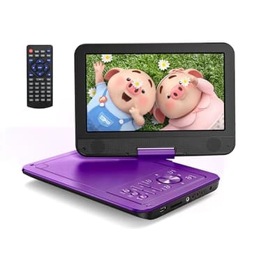 Yoton 12.5" Portable DVD Player with 10.5" HD Swivel Screen, Easy Setup for Kids & Elderly, 6-Hour Battery Life, Includes AV Cable & Car Charger, Supports USB/SD Card(Not Support Blu-ray), Purple