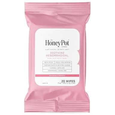 The Honey Pot Company - Soothing Witch Hazel Feminine & Hemorrhoid Wipes - Postpartum Essentials - Pregnancy Must Haves - Ph Balanced - Flushable Hemorrhoid Treatment - Fill Post Partum Kit - 20ct