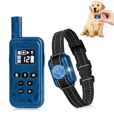 Small Shock Collar for Small Dogs(5-30Lbs), Dog Training Collar with Remote for Small & Medium Dogs, Waterproof, Rechargeable Collar with Beep, Vibration, Safe Shock,2000ft,Blue