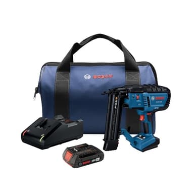 BOSCH GNH18V-18MB12 18V Brushless 18-Gauge Brad Nailer Kit with 2Ah Battery and Charger - Cordless, Efficient, and Precise for Decorative Work and Tight Spaces