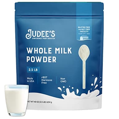 Judee's Gluten Free Whole Milk Powder - Versatile Powdered Milk for Baking - Shelf Stable Dry Mix for Long-Term Storage - 40 oz, Pack of 1