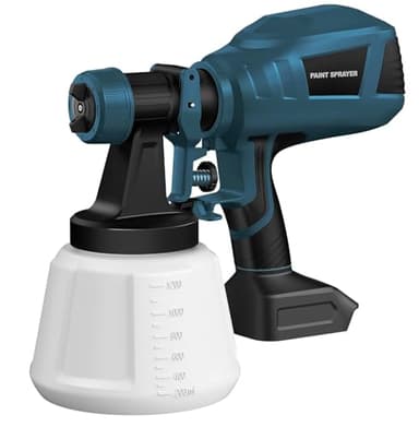 Houselife Cordless Paint Sprayer - Compatible with MAKITA 18V Battery (Tool Only), Electric Spray Paint Gun with 3 Spray Patterns & 5 Nozzles, 1200ml Tank, Easy for Fence, Furniture, Cabinets, Doors