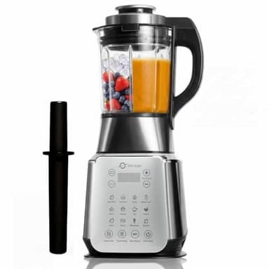 Glass Blenders for Kitchen – Stainless Steel Professional Blender for Smoothies 1500W Motor, Nut Milk Maker Machine 9 Adjustable Speeds, 14 Preset Programs, BPA-Free Glass Jar blender, Soy Milk, Soups