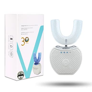 FREEZE2TRIM Sani White Ultrasonic Toothbrush, Ortho Sparkle Sonic Glow Brush, 360 Brite Toothbrush Adult U Shaped Ultrasonic Tooth Cleaner Teeth Whitening Light Electric Automatic Hands Free