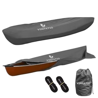 600D Waterproof Kayak Cover 16ft: Upgraded Full Coverage Zipper Closure Canoe Cover for Boat Outdoor Storage, UV-Protection Dustproof Paddle Board Bag for Fishing Boat