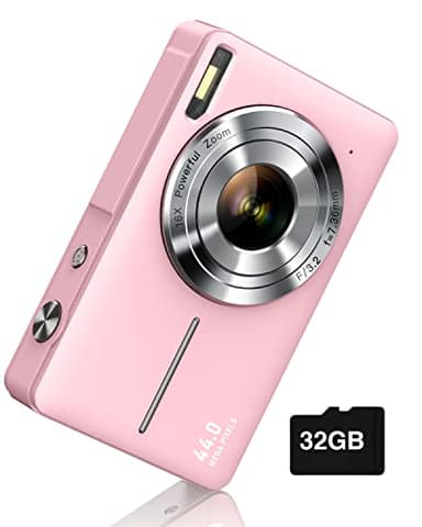 Digital Camera, FHD 1080P Digital Point and Shoot Camera with 16X Zoom Anti Shake, 32GB Card, Compact Small Camera for Boys Girls Kids