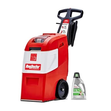 Rug Doctor Mighty Pro X3 Commercial Carpet Cleaner – Large Red Pet Pack, Includes 48 oz. Pet Carpet Cleaner Solution, Commercial Carpet Cleaning Machine, Powerful One Pass Cleaning System