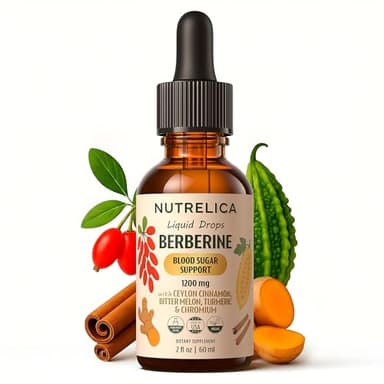 Berberine with Ceylon Cinnamon, Bitter Melon, Turmeric & Chromium – Blood Sugar Balance & Glucose Metabolism – 1200mg, No Sugar, Vegan, Non-GMO