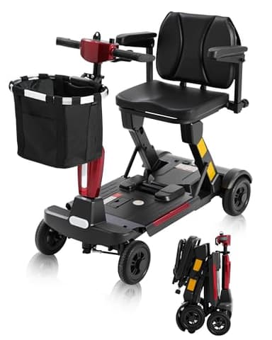 Ecomobi MS02-F 15-30Miles 4 Wheels Foldable Mobility Scooter for Adults&Seniors, 46Lbs Lightweight & 350W Powered Electric Folding Wheelchair, Removable Battery Compact & Convenient for Travel