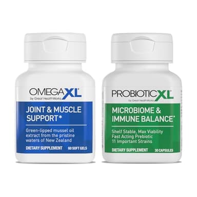 OmegaXL Powerful Joint and Muscle Support Supplement (60 Count) & Probiotic XL - PreforPro, DE111, Shelf Stable - Promote Healthy Gut Flora Growth (30 Veggie caps)