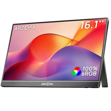 ARZOPA 16.1" Portable Monitor, 100% sRGB FHD 1080P Kickstand Portable Laptop Monitor High Color Gamut Display IPS Eye Care Screen for High-end Office & Entertainment -Z1C