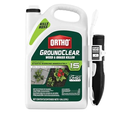Ortho GroundClear Weed & Grass Killer with Comfort Wand - Kills Dandelions, Chickweed, Crabgrass, Moss & More, OMRI Listed, Ready-to-Use Grass and Weed Killer Spray, 1 gal.