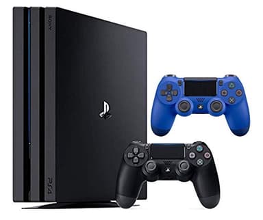 Sony PlayStation 4 Pro 1TB Two Controller Bundle: PlayStation 4 1TB Pro Console Jet Black, 2 DUALSHOCK 4 Wireless Controllers (Renewed)