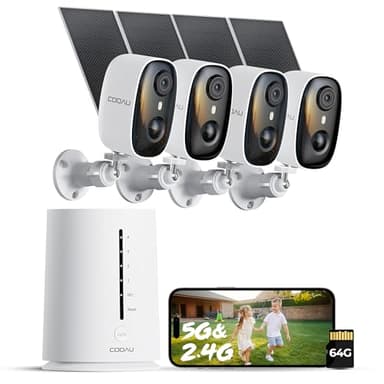 COOAU 4MP Security Cameras Wireless Outdoor​​, Faster Charging Solar Powered, Sharper-Image Outdoor Camera Wireless,No Subscription,PIR Detection,Surveillance System for Wide-Area Whole-House Coverage