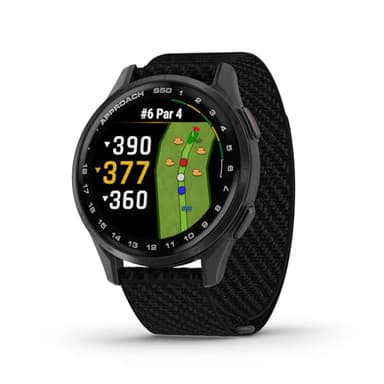 Garmin Approach® S50, Advanced Golf GPS Smartwatch, AMOLED Display, On-Course Features, Wrist-Based Heart Rate, Slate Aluminum Bezel with Black ComfortFit Nylon Band