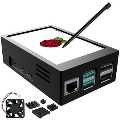 CUQI Raspberry Pi Display, 3.5 Inch Touchscreen with Raspberry Pi 5 Case, 480x320 TFT LCD 60 FPS Monitor with Mini Fan and Heatsink for Raspberry Pi