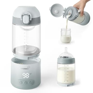 Grownsy Detachable Portable Bottle Warmer for Travel On the Go, All-in-One Milk Warmer with Nipple, Dual Heating Modes for Breastmilk & Formula, 2 Min Fast Heating, Long Battery Life (Green)