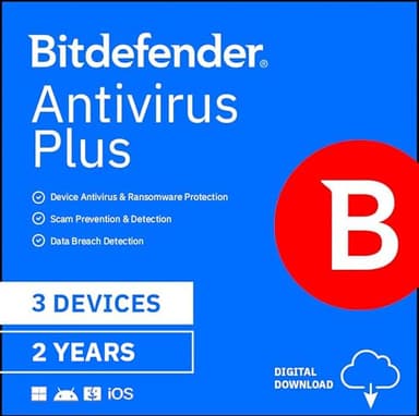 Bitdefender Antivirus Plus - 3 Devices | 2 year Subscription | PC Activation Code by email