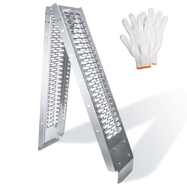 Alloy Steel Motorcycle Ramp, 750 Lbs Capacity, 7.25ft Folding Loading Ramp with Load Straps for Pickup Trucks, Motorcycles, ATVs, UTVs, Lawn Mowers, Dirt Bikes (1)