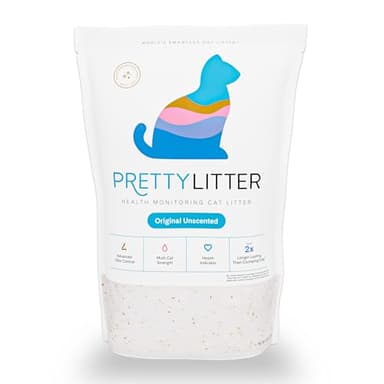 PrettyLitter Health Monitoring Cat Litter (Unscented, Non Clumping) | Lightweight & Low Tracking, Color Changing Silica Gel Crystals, Advanced Odor Control — 6 Lbs, Pack of 1 (Up to 1 Month Supply)