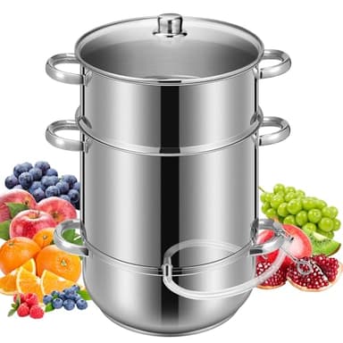 VIVOHOME Stainless Steel Steam Juicer Extractor Fruit Vegetables Juice Steamer Pot 11 Qt with Tempered Glass Lid, 2 Hose, Clamp, Loop Handles