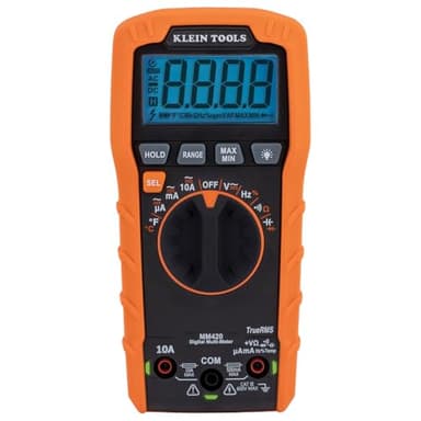 Klein Tools MM420 Digital Multimeter, Auto-Ranging TRMS Multimeter, 600V AC/DC Voltage, 10A AC/DC Current, 50 MOhms Resistance