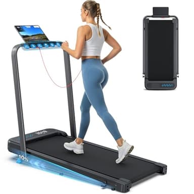 WELLFIT Foldable Treadmill with Incline, 350LB Capacity Walking Pad for Home Office Small, Smart Folding Walking Pad Treadmill with Handlebar, 0.6-6.2MPH Portable Under Desk Treadmills with App